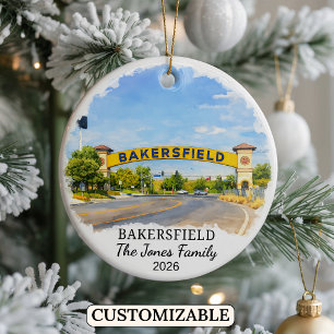 Persoonlijke Bakersfield versiering, Californië Keramisch Ornament