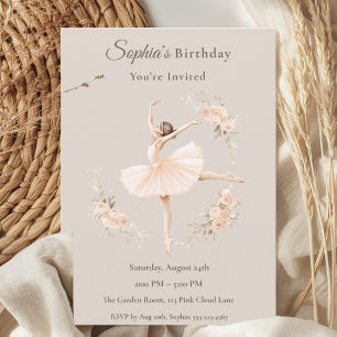 Persoonlijke Ballerina Verjaardag Blush Bloemen Kaart