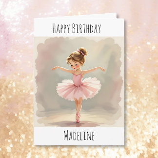 Persoonlijke Ballerina Verjaardag + Kleurplaat Kaart
