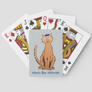 Persoonlijke Bar Mitzvah Kippah Kat Geschenk voor Pokerkaarten