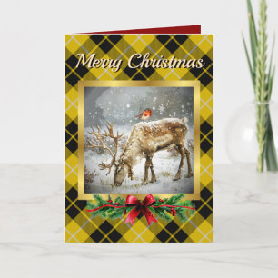 Persoonlijke Barclay Stag & Robin Tartan Feestdagen Kaart