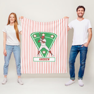 Persoonlijke Baseball Batter Star Red Fleece Deken