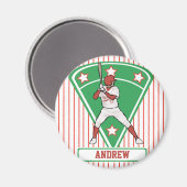 Persoonlijke Baseball Batter Star Red Magneet (Voorkant / Achterkant)