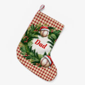 Persoonlijke Baseball Dad met Santa-muts Kleine Kerstsok (Voorkant (Hangend))