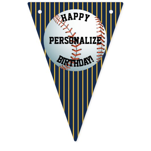 Persoonlijke Baseball Happy Birthday Vlaggetjes (Eerste vlag)