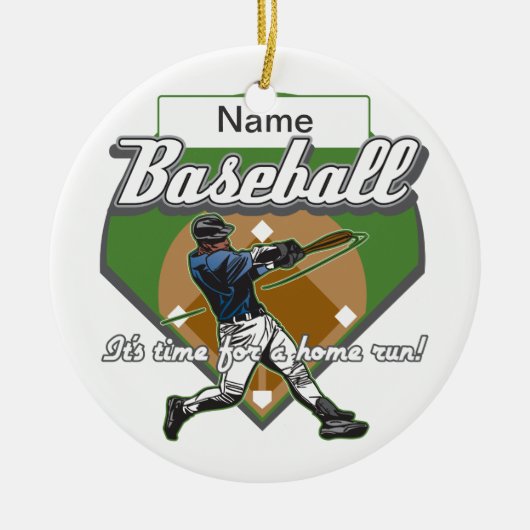 Persoonlijke Baseball Home Run Keramisch Ornament (Voorkant)