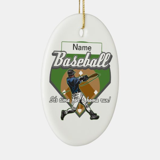 Persoonlijke Baseball Home Run Keramisch Ornament (Rechts)