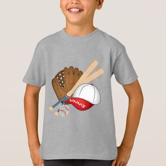 Persoonlijke Baseball Kind Basic T-Shirt (Voorkant)
