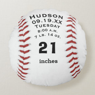 Persoonlijke Baseball Name and Baby Stats Rond Kussen