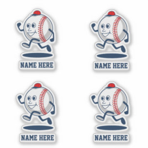 Persoonlijke Baseball Softball Cartoon Naam Sticker