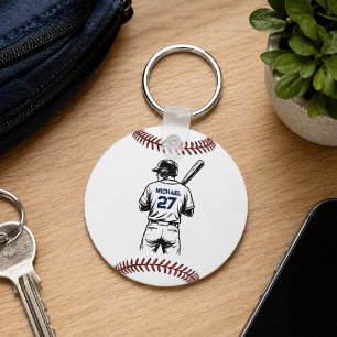 Persoonlijke Baseball Speler Naam & Nummer Sleutelhanger