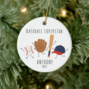 Persoonlijke Baseball Superstar Kinderen Ornament