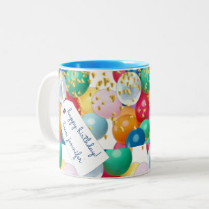 Persoonlijke basis ballonnen confetti verjaardag tweekleurige koffiemok