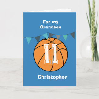 Persoonlijke basketbal 11e verjaardag kleinzoon kaart