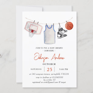 Persoonlijke Basketbal baby shower waterverf Kaart