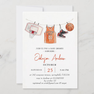 Persoonlijke basketbal baby shower waterverf kaart