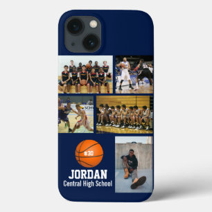 Persoonlijke Basketbal Foto Collage Naam Team # iPhone 13 Hoesje