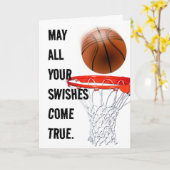 Persoonlijke Basketball Birthday Kaart (Gele Bloem)