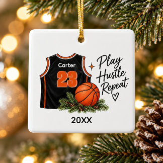 Persoonlijke Basketbalspeler Naam Nummer Keramisch Ornament