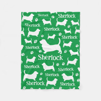 Persoonlijke Basset Hound Hondendeken Groen Fleece Deken