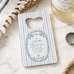 Persoonlijke Beach Club Crest Nautilus Kredietkaart Flessenopener