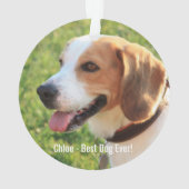 Persoonlijke Beagle Dog Foto en Dog Naam Ornament (achterkant)