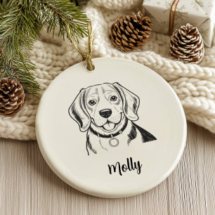 Persoonlijke Beagle-hond Kerstmis Keramisch Ornament
