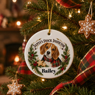 Persoonlijke Beagle Kerstman Snack Inspecteur Keramisch Ornament