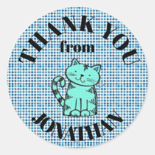 Persoonlijke bedankstickers - tinten blauw ronde sticker