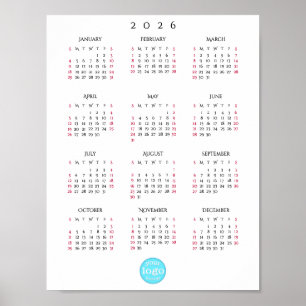 Persoonlijke bedrijfslogo 2026 kalender poster