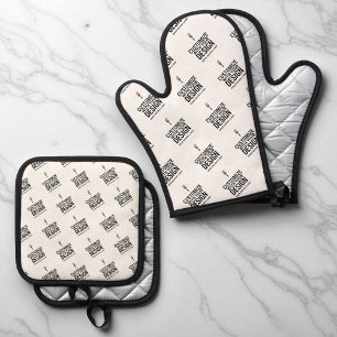 Persoonlijke Bedrijfsmerk Minimalistische Ovenwant & Pannenlap Set