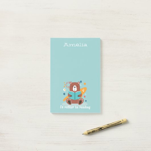 Persoonlijke beer met boek post-it® notes (Op bureau)