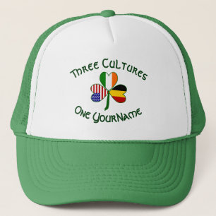 Persoonlijke België Ierland VS Shamrock Vlag Trucker Pet