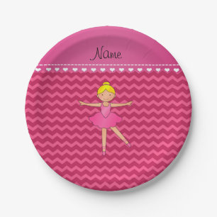 Persoonlijke benaming ballerina roze chevrons papieren bordje