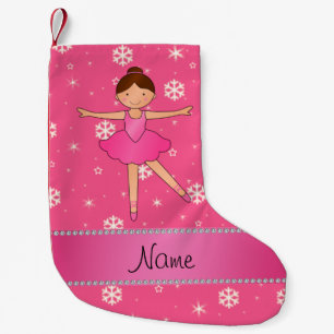 Persoonlijke benaming ballerina roze sneeuwvlokken kleine kerstsok