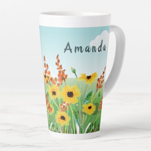 Persoonlijke benaming / Bloedhuisdier en Bloemtuin Latte Mok (Rechterhoek)