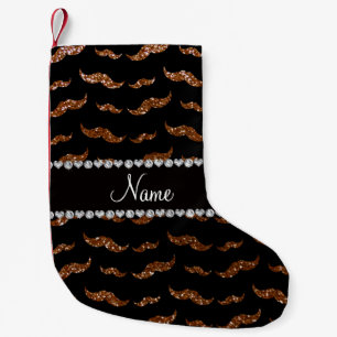 Persoonlijke benaming chocolade bruine glittersnor kleine kerstsok