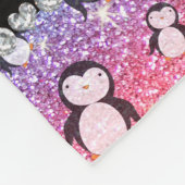 Persoonlijke benaming heldere regenbooglitterpingu fleece deken (Hoek)