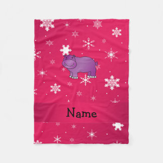Persoonlijke benaming hippo roze sneeuwvlokken fleece deken