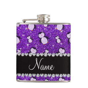 Persoonlijke benaming indigo paarse glitter pingui heupfles