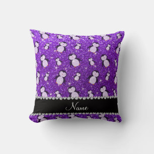 Persoonlijke benaming indigo paarse glitter pingui kussen