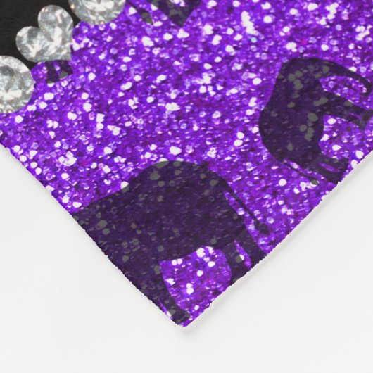 Persoonlijke benaming indigo paarse glitterolifant fleece deken (Hoek)