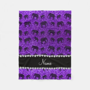 Persoonlijke benaming indigo paarse glitterolifant fleece deken