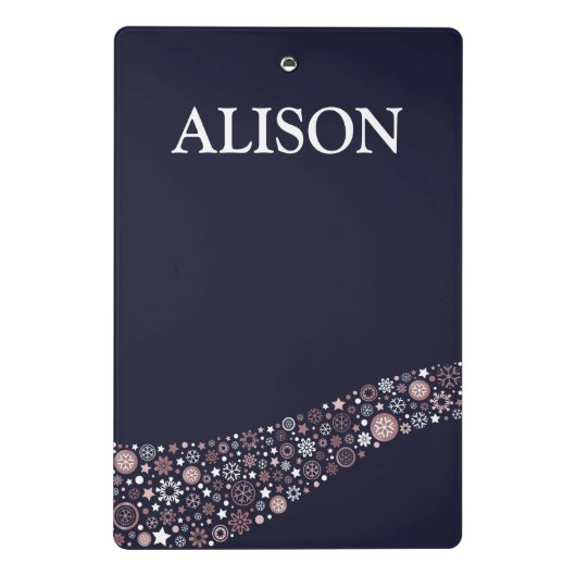 Persoonlijke benaming kerstmis roze goudsneeuw mini klembord (Achterkant)
