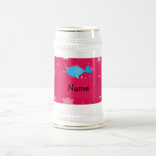 Persoonlijke benaming narwhal roze sneeuwvlokken bierpul