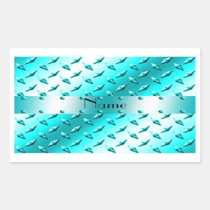 Persoonlijke benaming neon blue diamond bord steel rechthoekige sticker