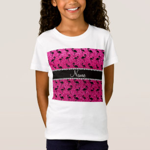 Persoonlijke benaming neon hot roze glitter flamin t-shirt