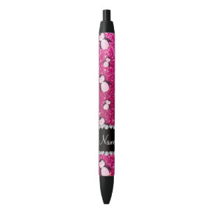 Persoonlijke benaming neon hot roze glitter pingui zwarte inkt pen