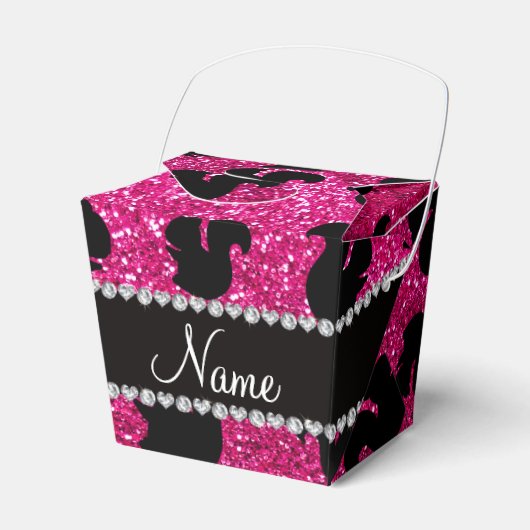 Persoonlijke benaming neon hot roze glitter squirr bedankdoosjes (Voorkant Zijde)