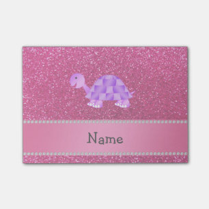 Persoonlijke benaming paarse schildpad roze glitte post-it® notes
